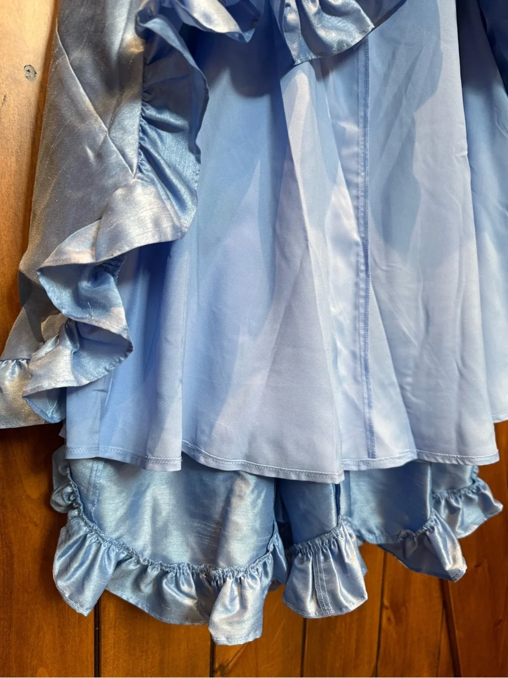 Anthropologie NWT Light Blue Twist Front Puff Sleeve Ruffle Hem Dress XSP